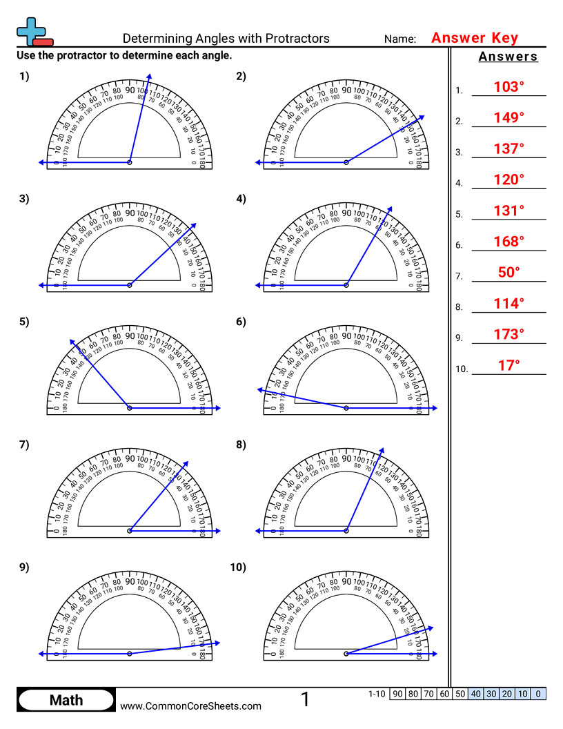 Angles Worksheets - determining-angles-with-protractors worksheet