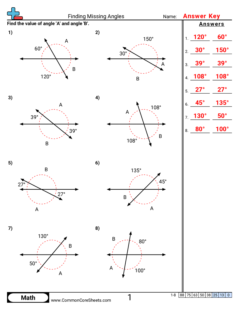 Angles Worksheets - finding-missing-angles worksheet
