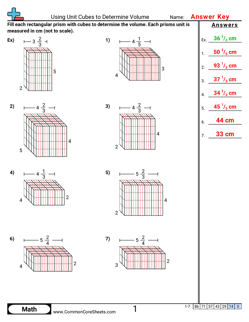 Volume Worksheets - using-cubes-to-find-volume-fractional-sides worksheet