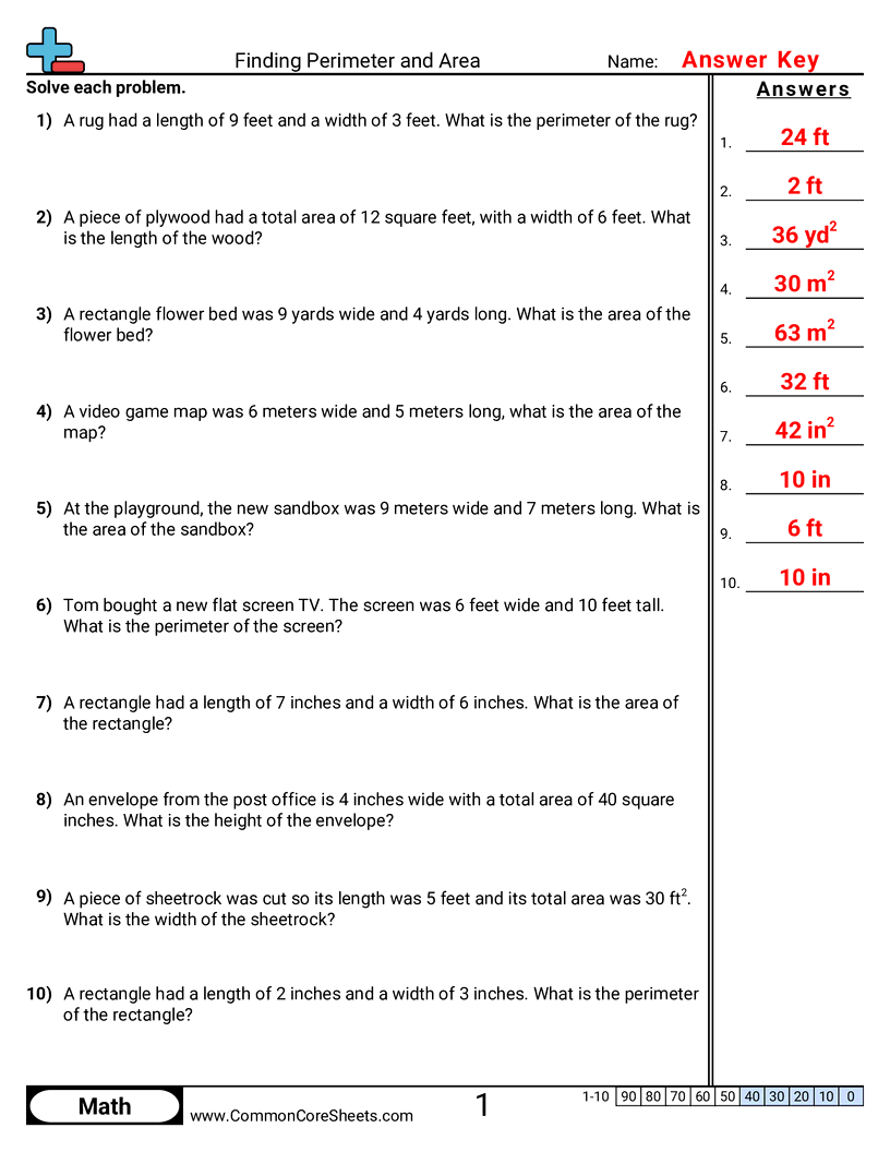 Area & Perimeter Worksheets - perimeter-area-words worksheet