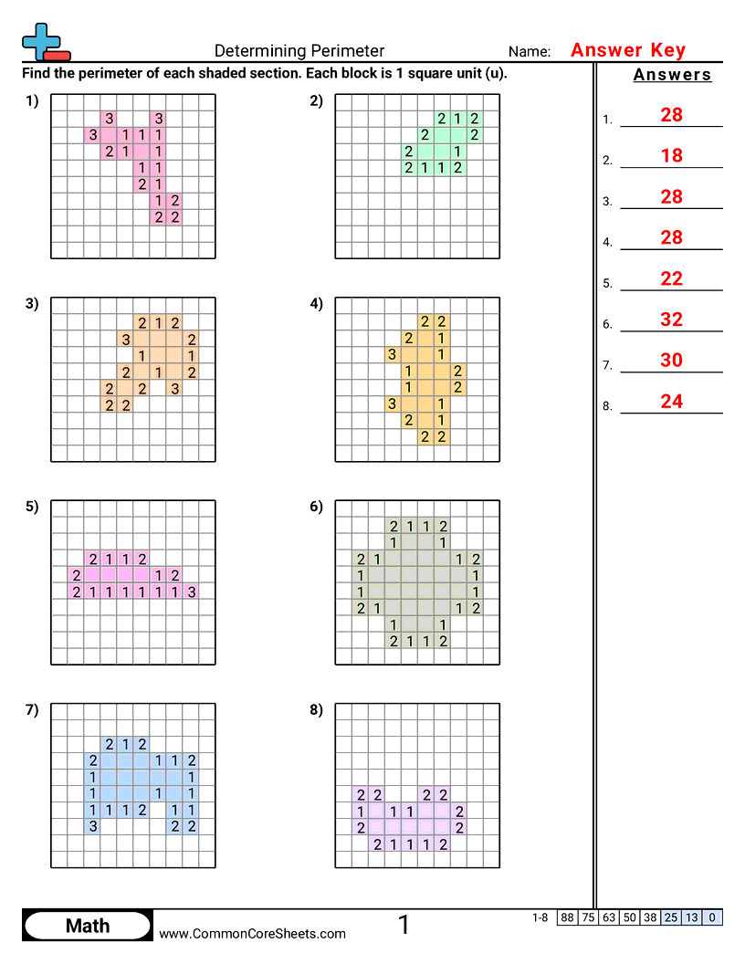 Area & Perimeter Worksheets - perimeter-blocks worksheet