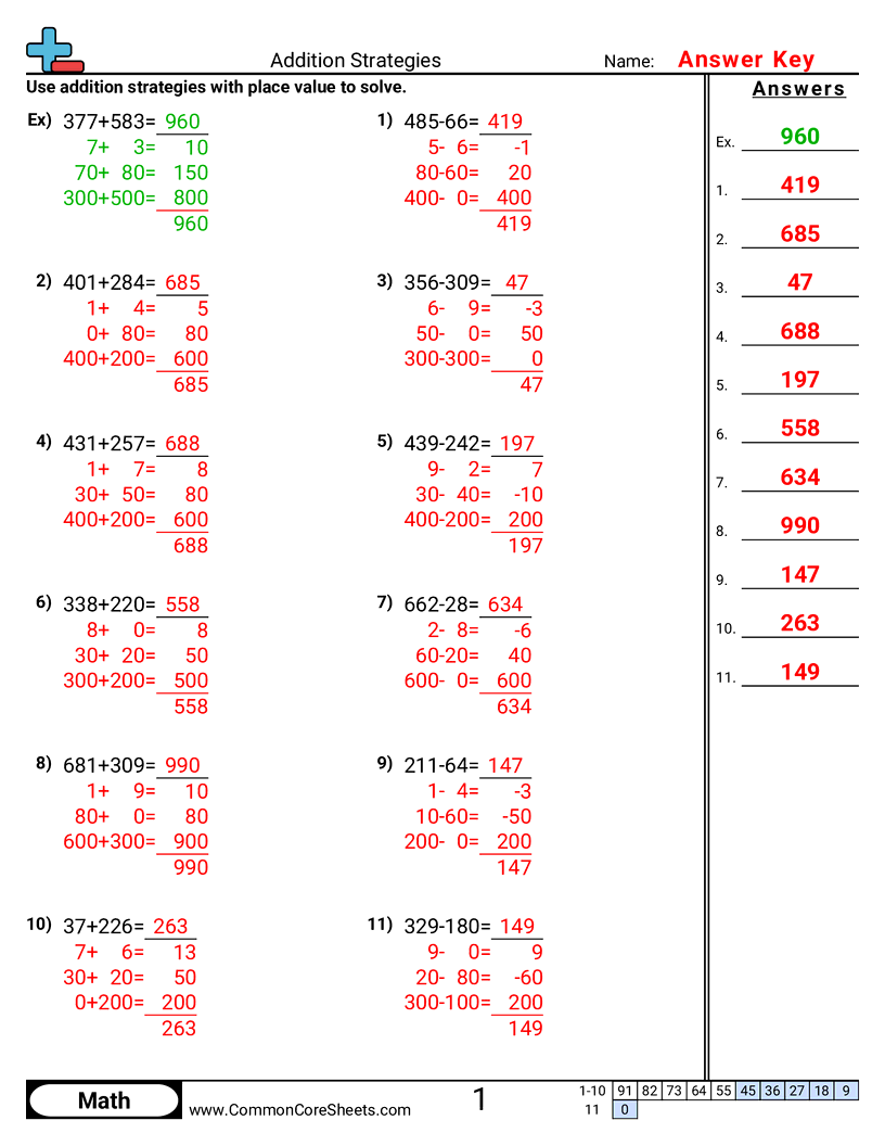 Addition Worksheets - addition-strategies worksheet