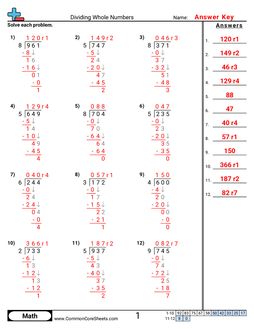 Division Worksheets - 3-d-1-w-remainder worksheet