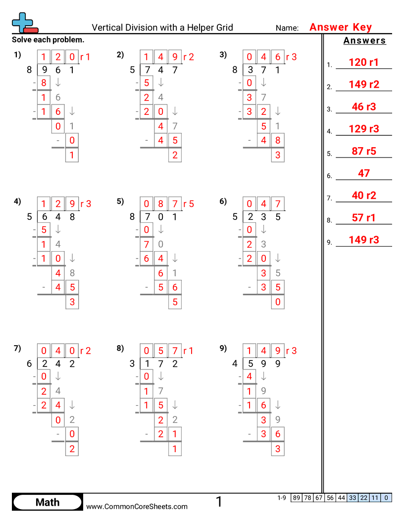 Division Worksheets - vertical-division-with-a-helper-grid worksheet