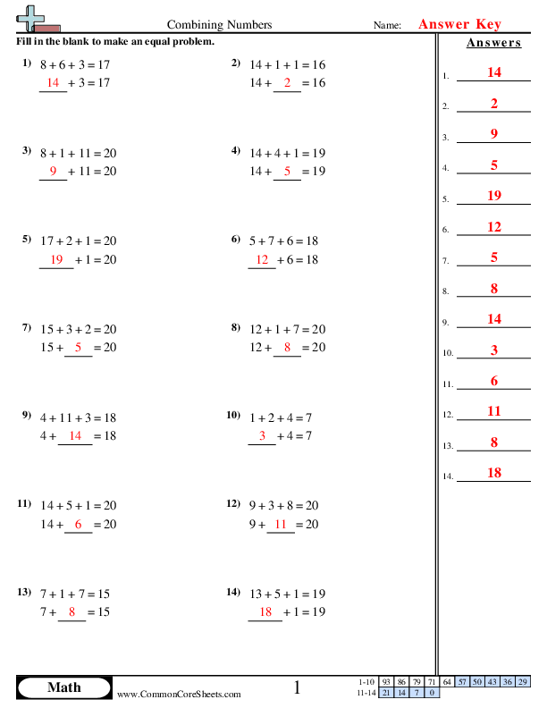  - combining-addends worksheet