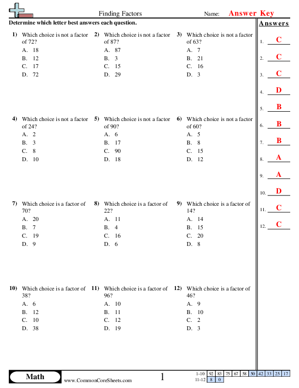  - finding-factors worksheet