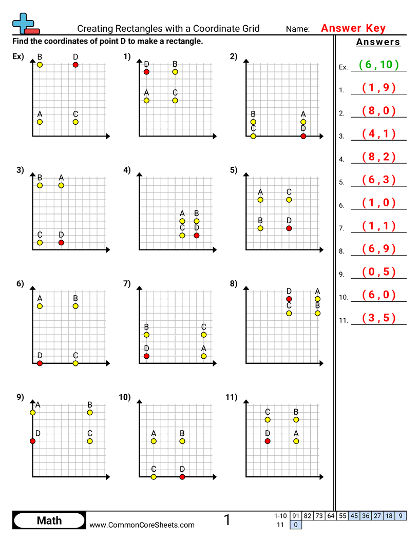 Grid Worksheets - creating-rectangles-with-a-coordinate-grid worksheet