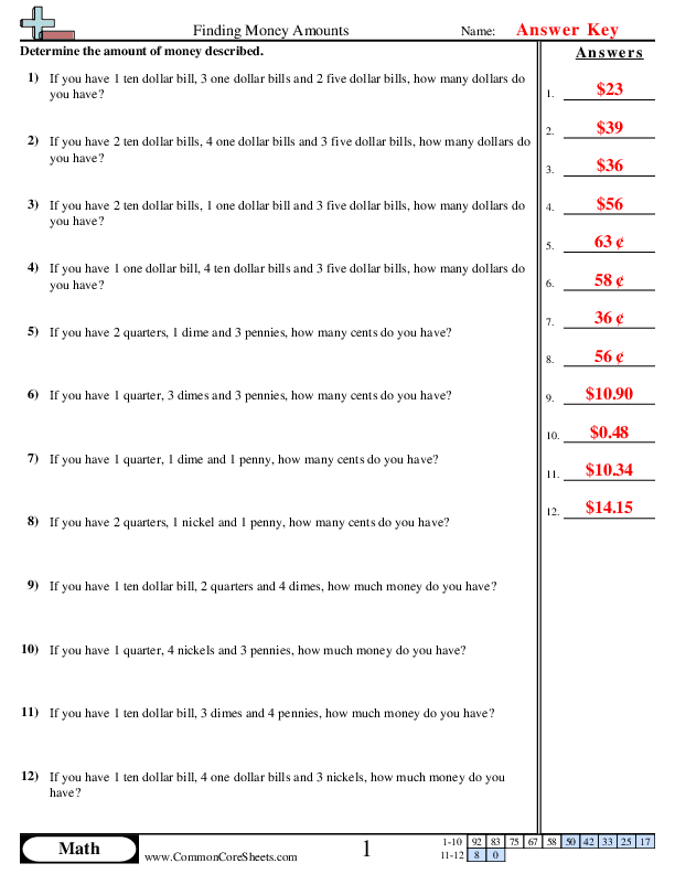  - find-amounts-dollars-and-cents worksheet