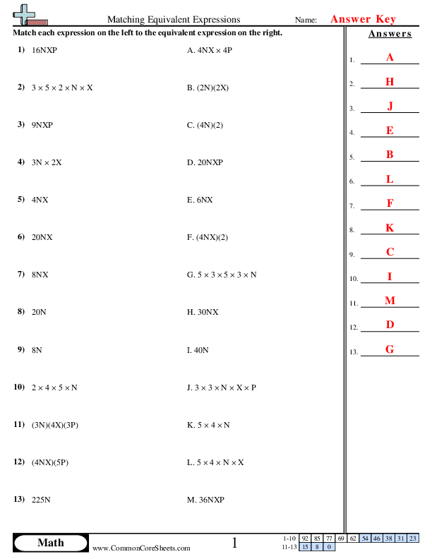  - matching-equivalent-expressions worksheet