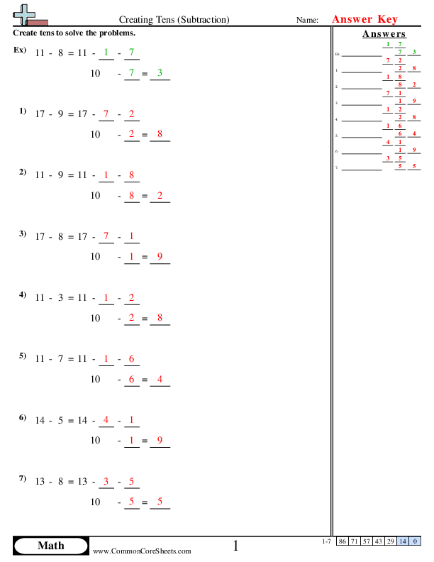  - creating-tens worksheet