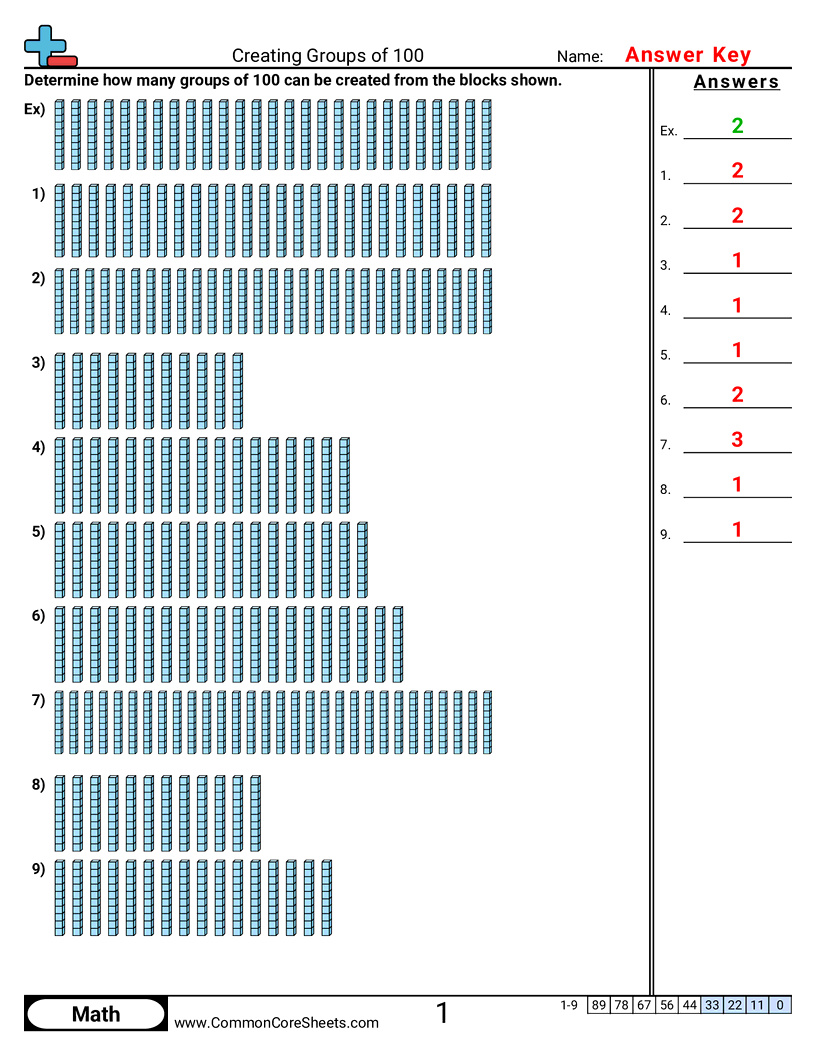 2nbt1a Worksheets - creating-groups-of-100 worksheet