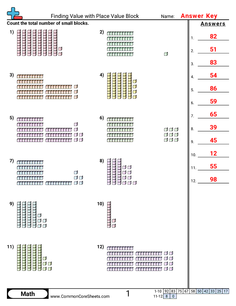 1nbt2c Worksheets - place-value-blocks-10s-and-1s worksheet